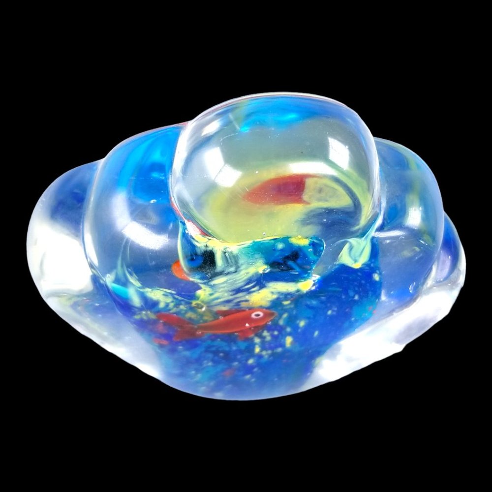 Murano Hand-Blown Double-Sided Fish Aquarium Italian Art Glass Paperweight. - Picture 13 of 15